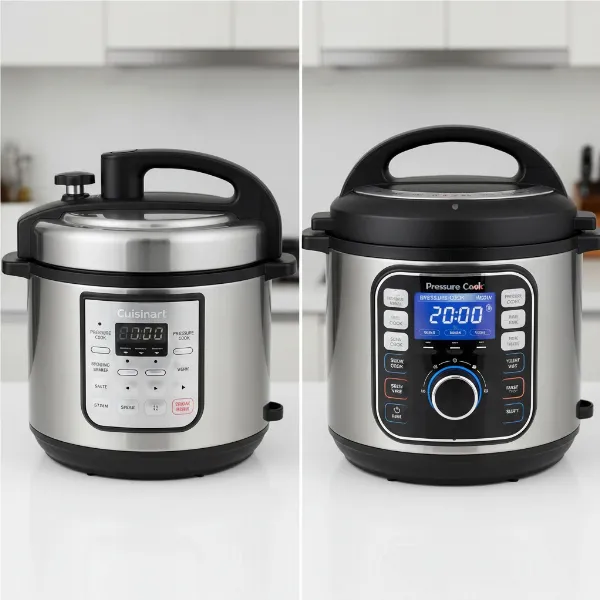 Comparison of Cuisinart CPC-600, a traditional pressure cooker, with a modern multi-cooker like an Instant Pot.