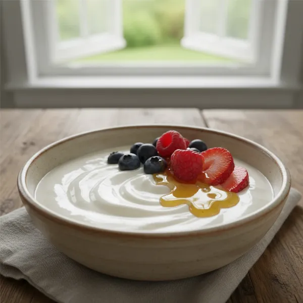 A creamy bowl of homemade Instant Pot yogurt, chilled and ready to serve.