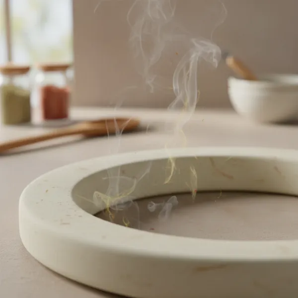 Close-up of pressure cooker silicone sealing ring absorbing strong food odors from aromatic curry.